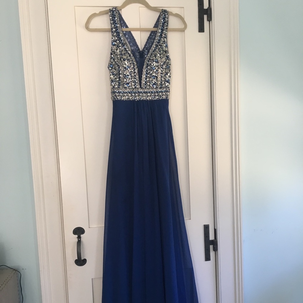 Faviana Prom Dress blue and silver size 0